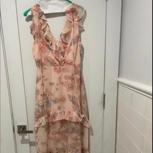 Blush ruffle maxi dress.